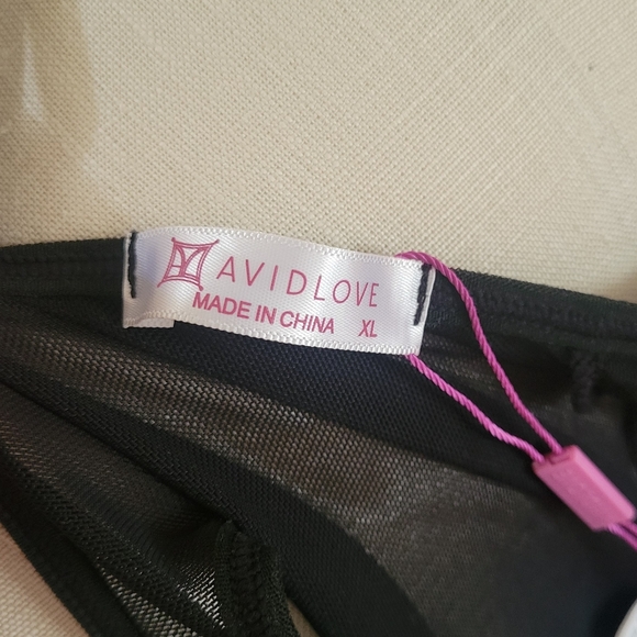 AVID LOVE Lingerie Sexy Lace Corset Garter In Black Teddy Size XL Brand New - Picture 6 of 9